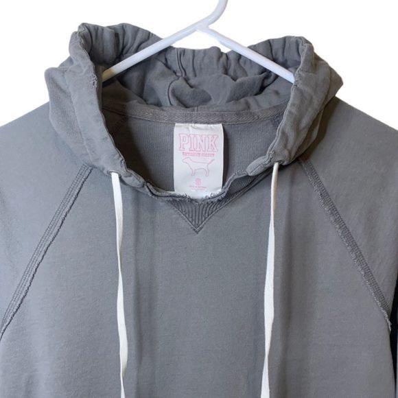 PINK Victoria’s Secret Hoodie Pullover Top Distressed Front Pocket Size Small - Picture 2 of 7